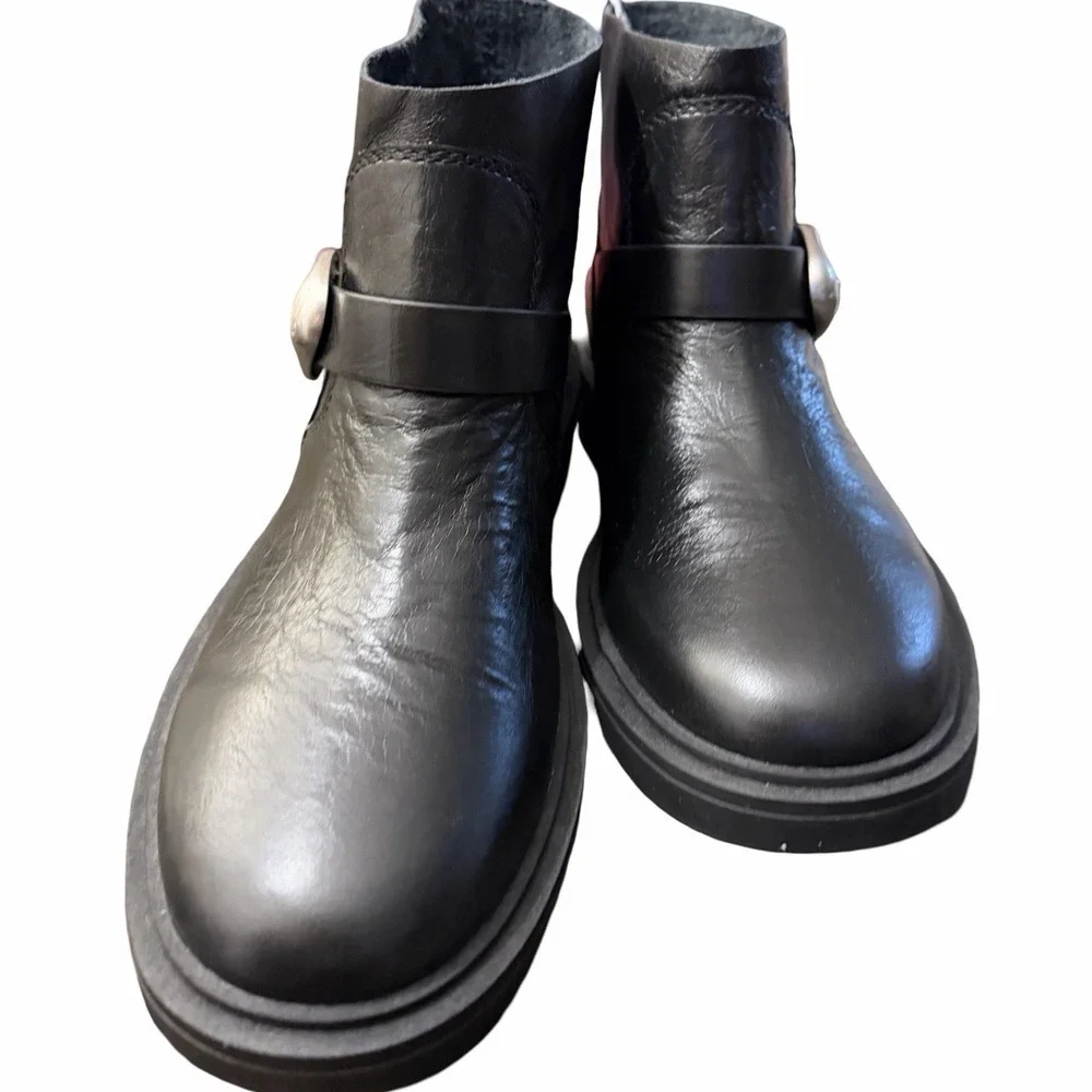 NEW Aerosoles Women's Leather Gill Ankle Boot Black Size 9M